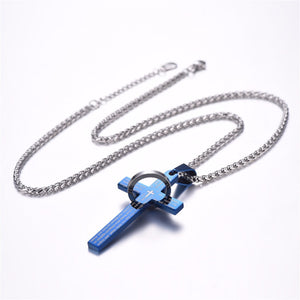 Cross W. Lord and Halo Ring Christian Necklace - Thin Blue Line Wear