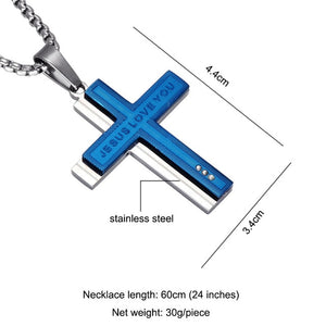 Thin Blue Line JESUS LOVE YOU Cross Necklaces - Thin Blue Line Wear