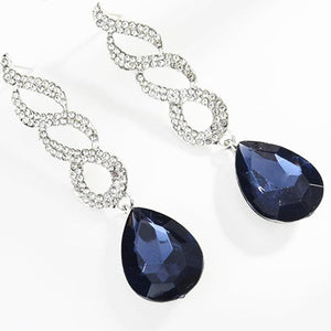 Blue Rhinestone Long Dangles Earrings - Thin Blue Line Wear