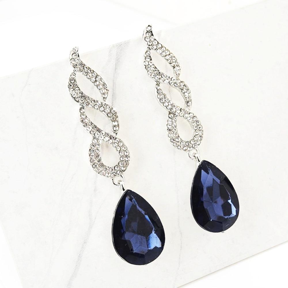 Blue Rhinestone Long Dangles Earrings - Thin Blue Line Wear