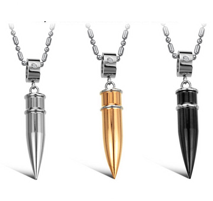 STAINLESS STEEL BULLET PENDANT NECKLACE - Thin Blue Line Wear